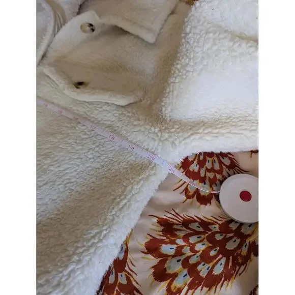 Aeropostale Sherpa Fleece Cream Women's Oversized XS Full Button Cream Jacket - Picture 6 of 7